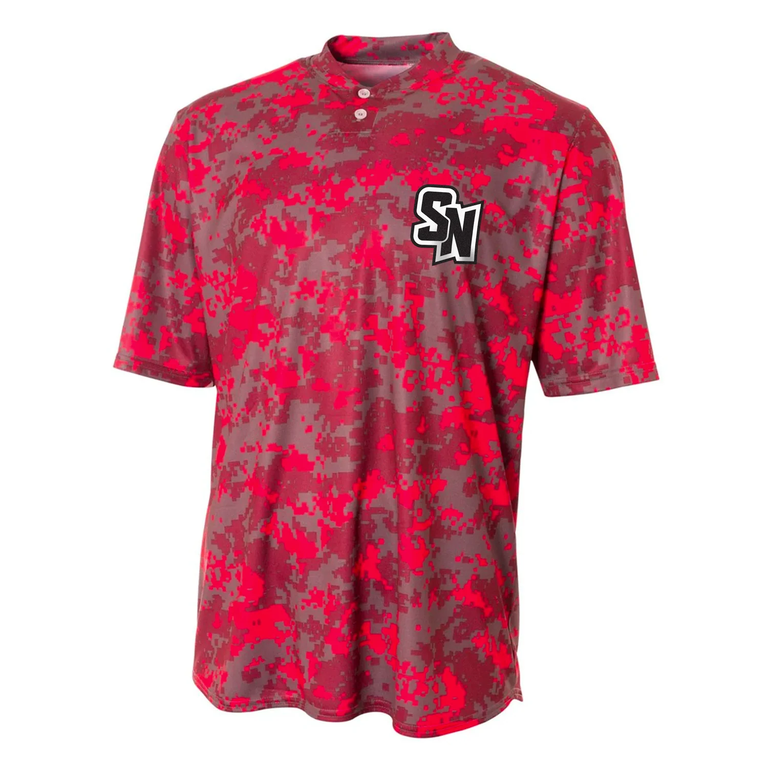 Spy Ninjas LCP Youth Camo Henley Tech Short Sleeve T-Shirt - Red / Grey - Image 3