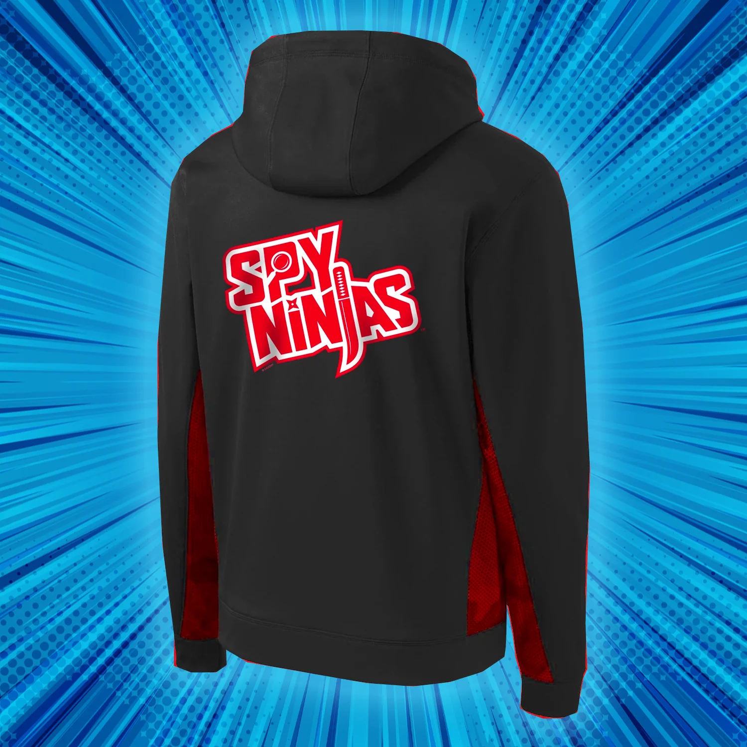 Spy Ninjas LCP Youth Tech Hoodie with Back Imprint - Black / Red - Image 2